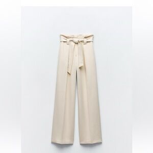 zara belted paper bag pants